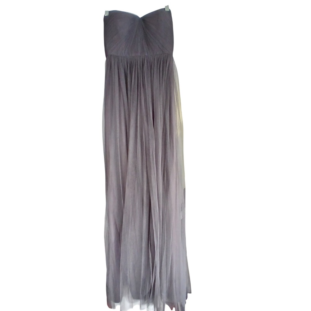 Jenny‎ Yoo Collection Charcoal Grey Tulle Strapless Gown Size 6 Sweetheart Dress